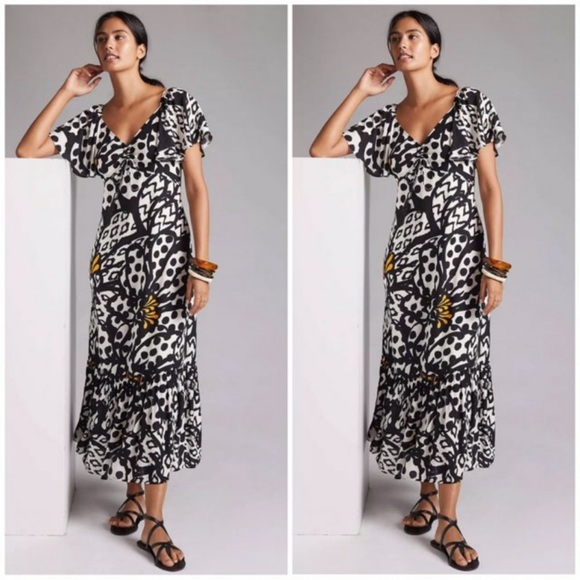 FARM Rio Dresses & Skirts - NWT ANTHROPOLOGIE Farm Rio Flutter-Sleeved Maxi Dress